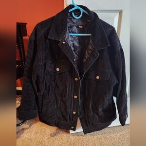 (BDG) Black Corduroy Button Up Collared Jacket, Fits XS-S